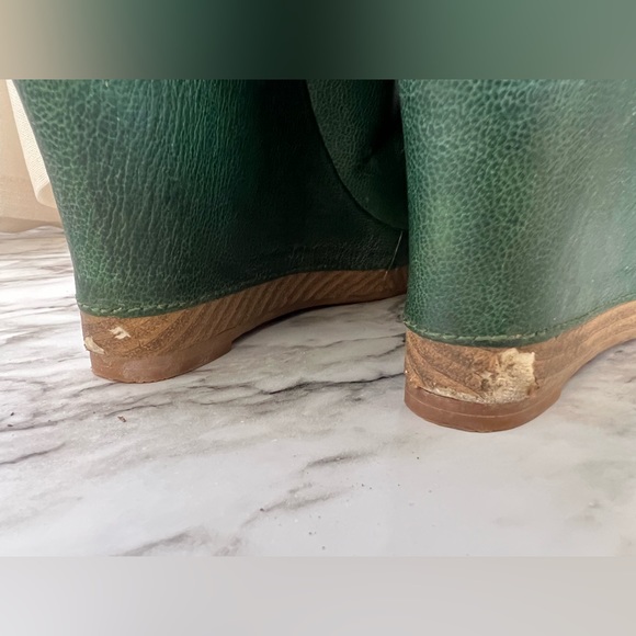 Seychelles Green Leather Peep Toe Platform Wedge - Picture 7 of 7